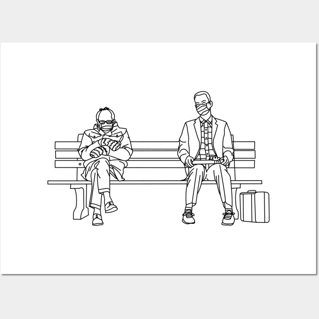 Bernie Sanders and Forrest Gump (BW) Wall Art by kindacoolbutnotreally